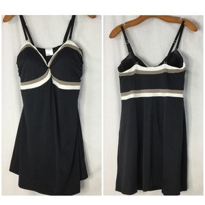 Lands' End Black Swim Dress One Piece Suit Size 16